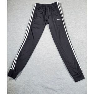 adidas Pants Mens Small Black Jogger Casual Three Stripes Tapered Leg Drawstring